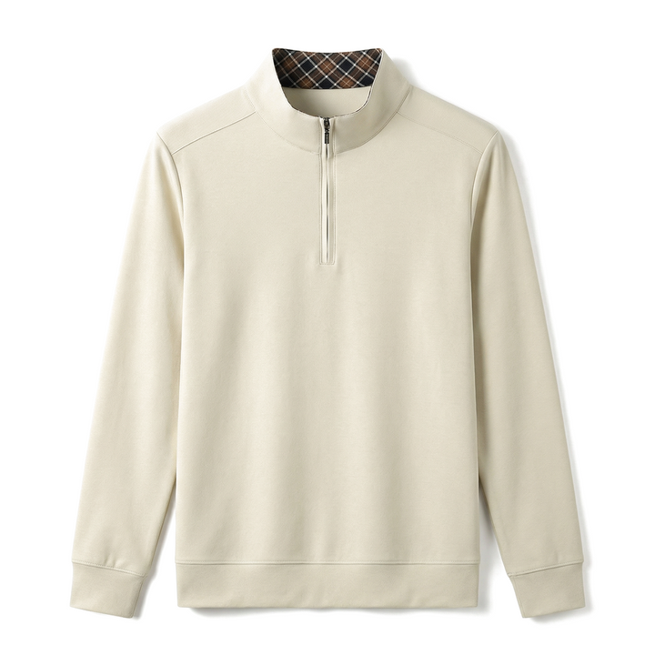 Light Apricot Xidushi Cotton Mock-Neck Top 1