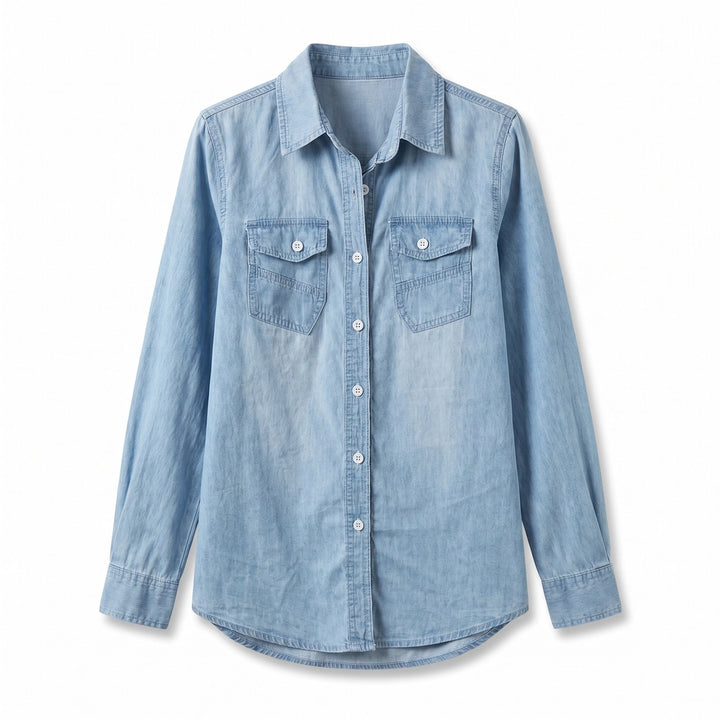 Liliana Denim Long Sleeve Shirt - Color:Light Blue;Size:XS