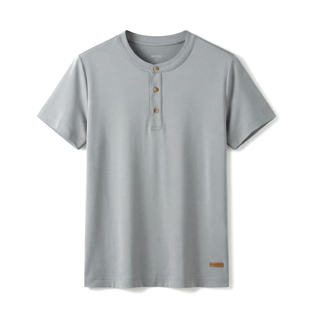 Light Gray Julian Silk Blend Henley 1