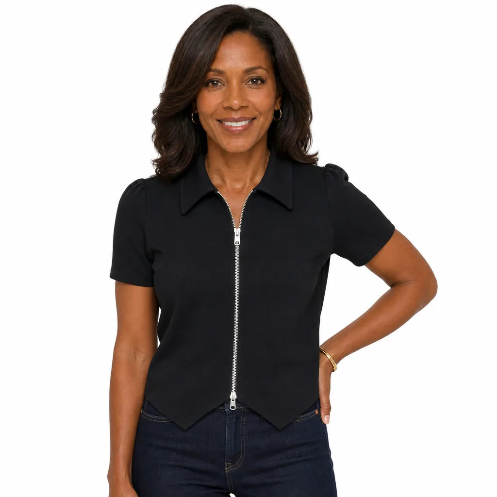 Men's Black Huntington Zip Polo Top (Copy)