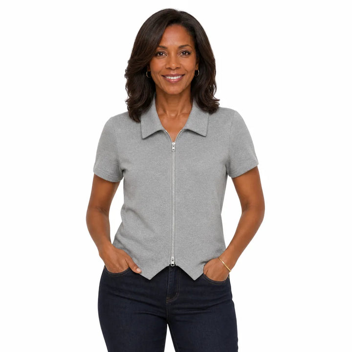 Men's Gray Huntington Zip Polo Top (Copy)