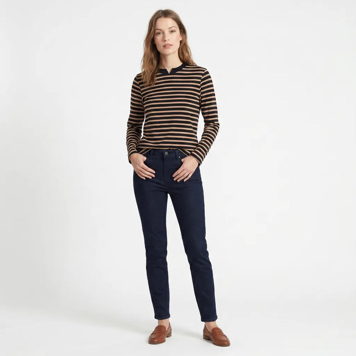 Women's Camel Fairfax Cotton Striped T-Shirt