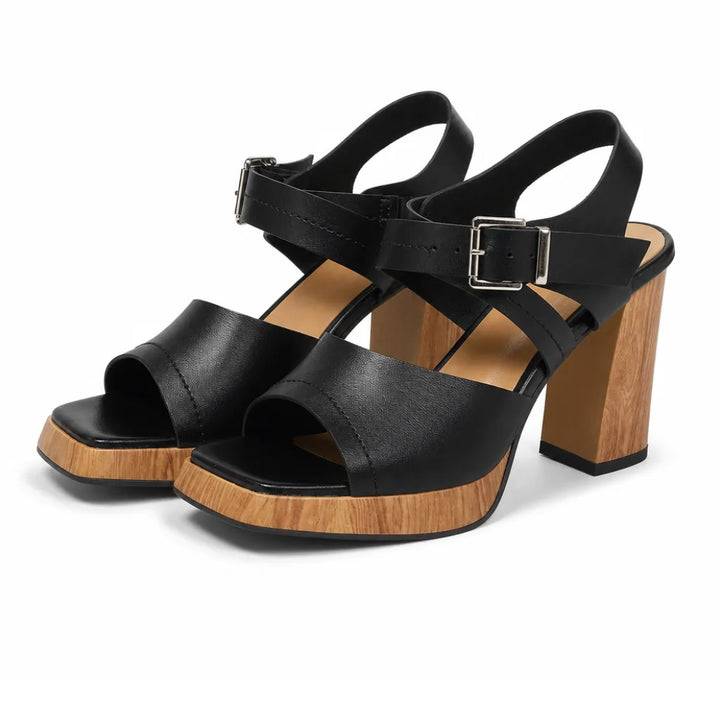 Lily Platform Block Sandals - Color:Black;Size:36
