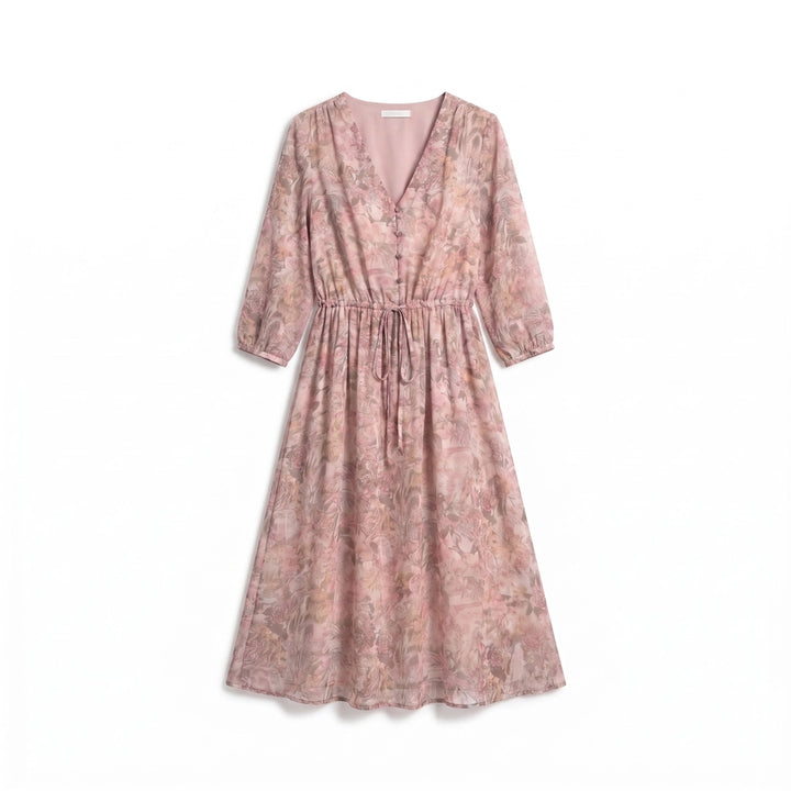 Lily Rose Chiffon Dress - Color:Pink;Size:XS