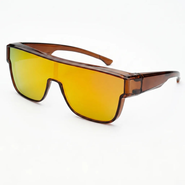 Lottie Oversized Square Shades - Color:Brown frame/yellow