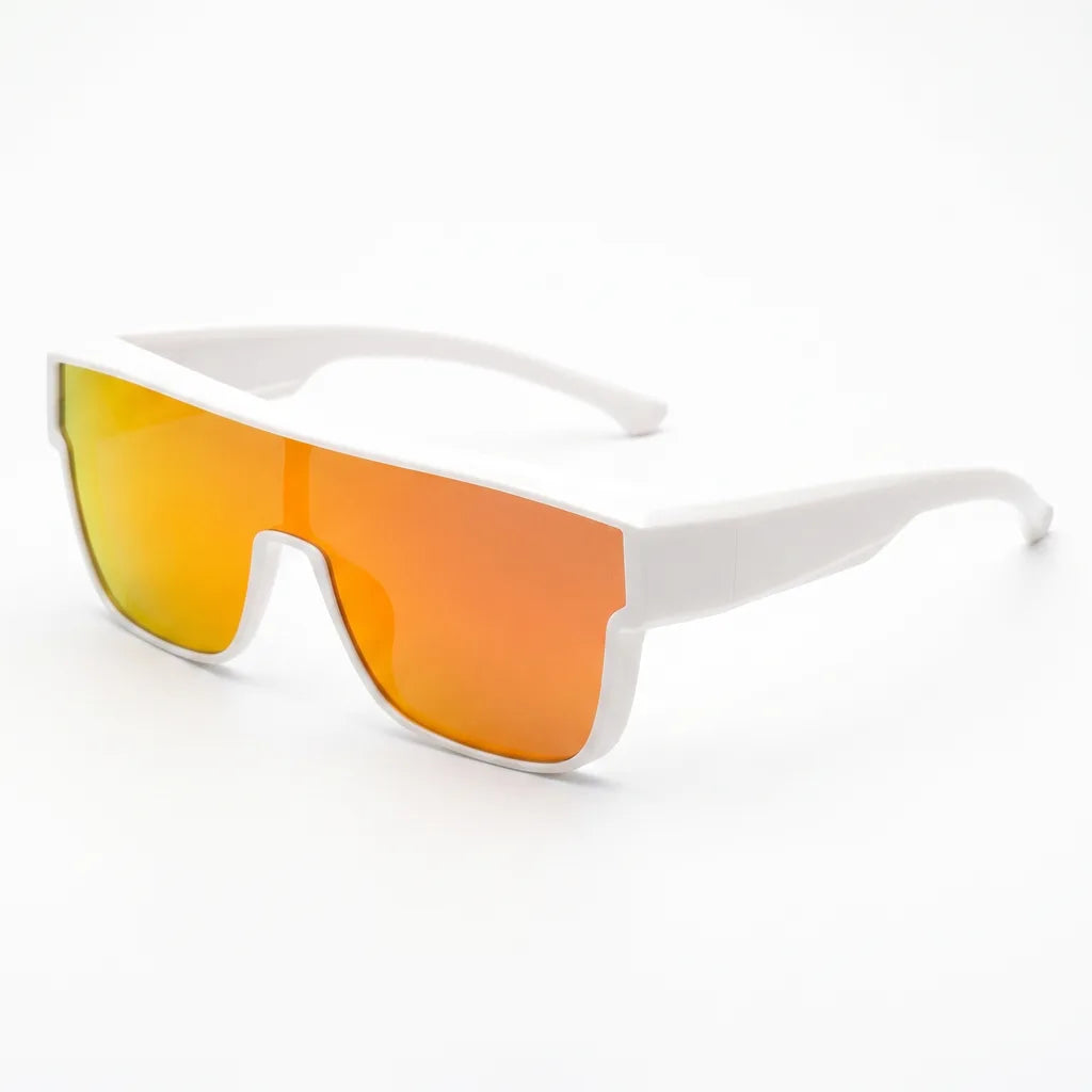 Lottie Oversized Square Shades - Color:White frame/yellow