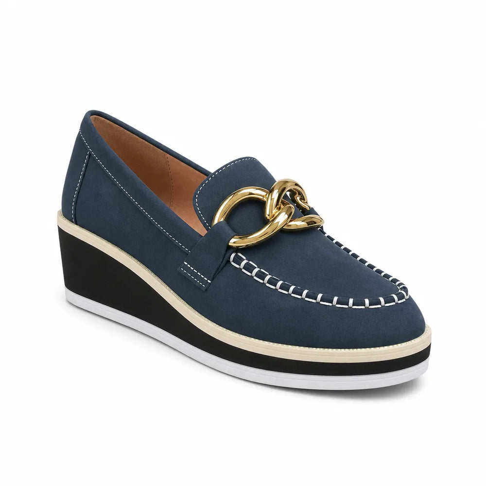 Women's Blue Stuart Chain Wedge Loafers
