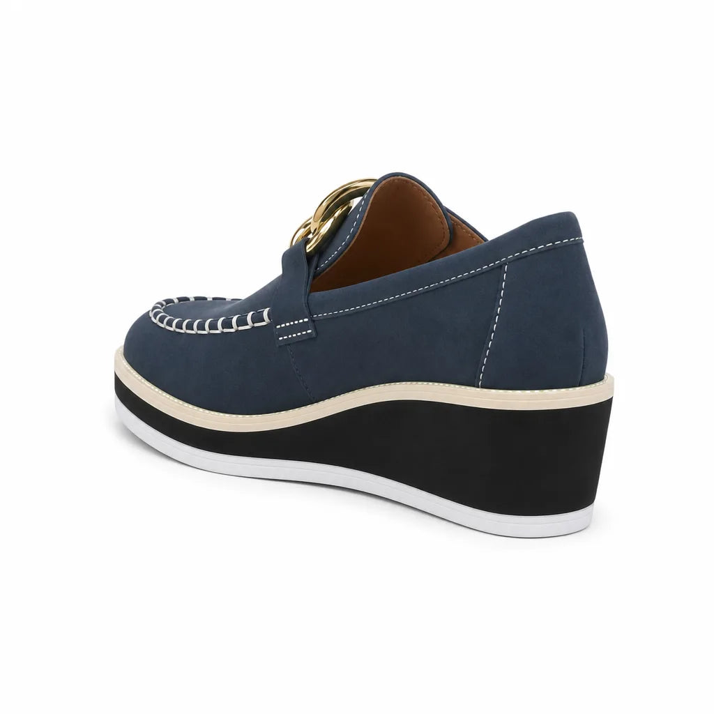 Women's Blue Stuart Chain Wedge Loafers
