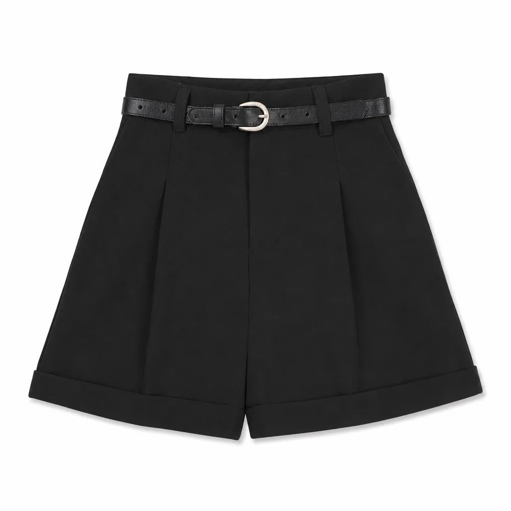 Lucy Cuffed Tailored Shorts - Color:Black;Size:XS