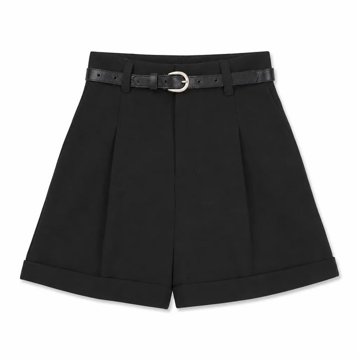 Lucy Cuffed Tailored Shorts - Color:Black;Size:XS