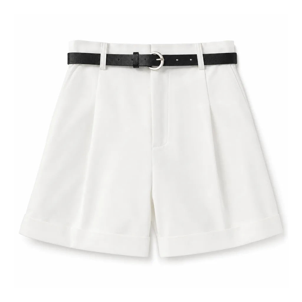Lucy Cuffed Tailored Shorts - Color:White;Size:XS