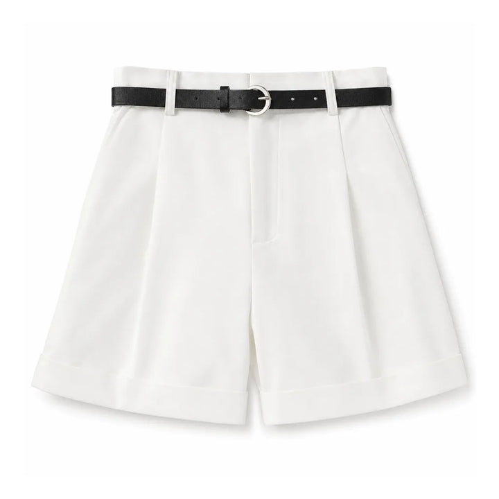 Lucy Cuffed Tailored Shorts - Color:White;Size:XS
