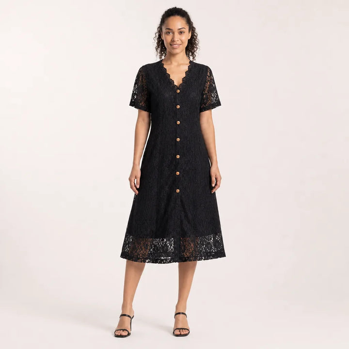 Women's Black Patience Lace Midi Dress