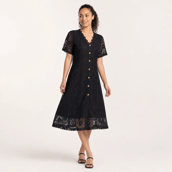 Women's Black Patience Lace Midi Dress