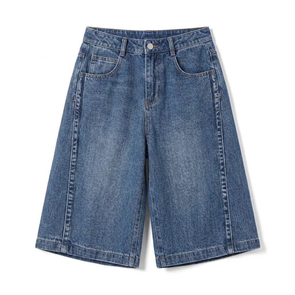 Lyla High-Waist Denim Shorts - Color:Vintage Blue;Size:S