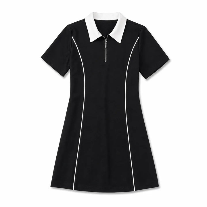 Lyra Polo Midi Dress - Color:Black;Size:XS