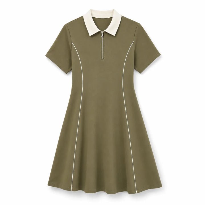 Lyra Polo Midi Dress - Color:Green;Size:XS
