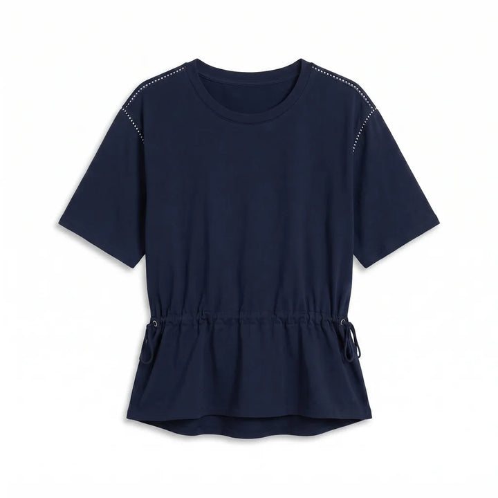 Macallan Plus Size Drawstring Tee - Color:Navy Blue;Size:XS