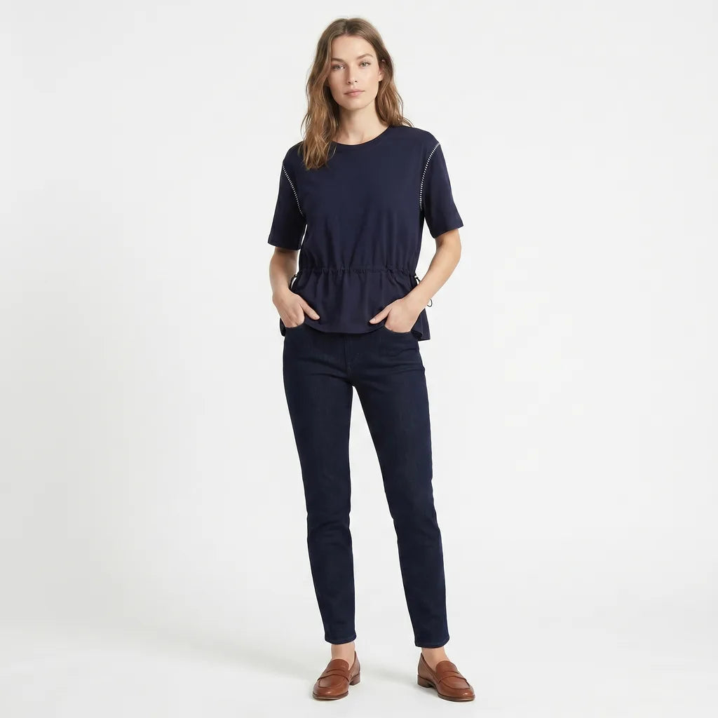 Women's Navy Blue Macallan Plus Size Drawstring Tee