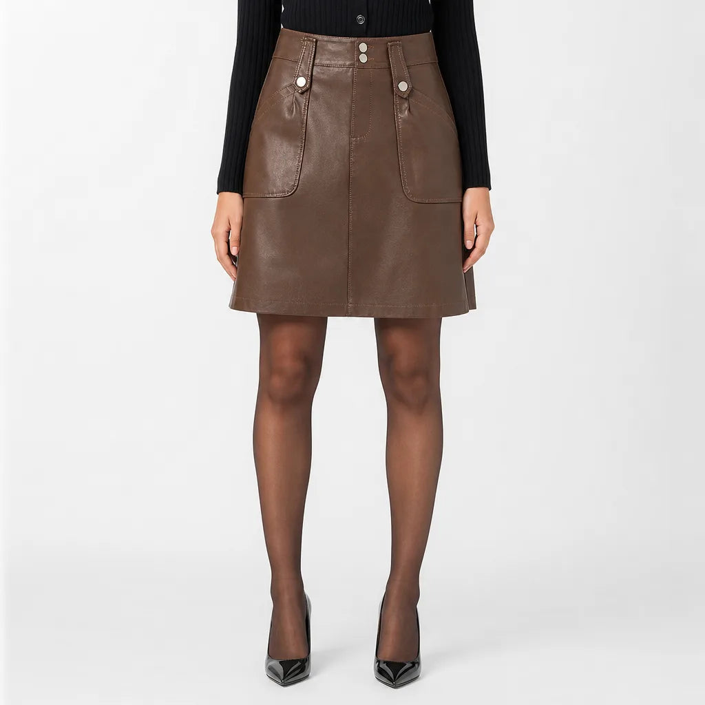 Women's Brown Madeleine A-Line Mini Skirt