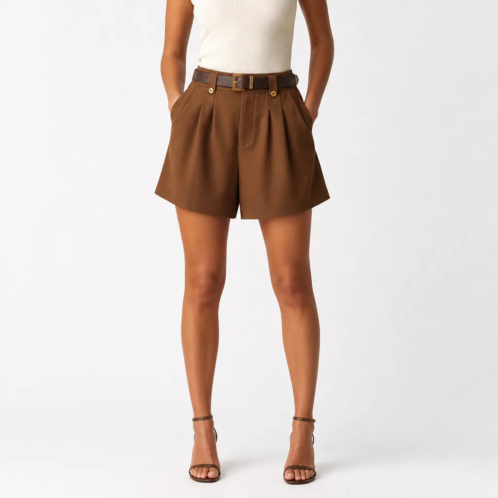 Women's Brown Schuyler High Waist Shorts