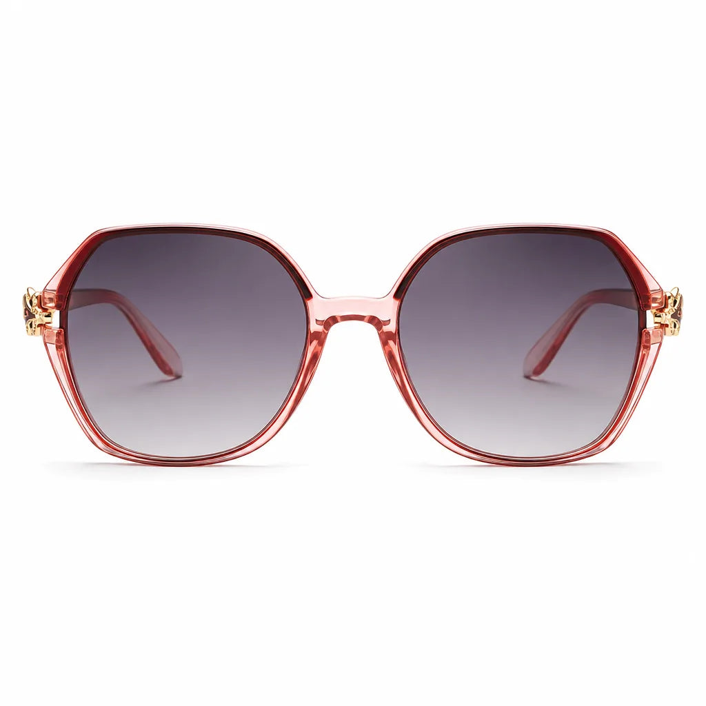 Women's Red frame with gradient gray C2 June Oversized Square Shades
