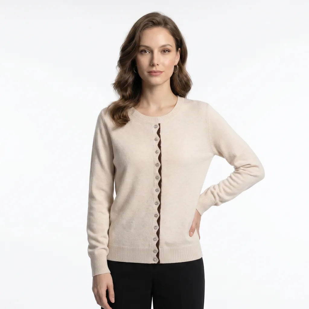 Beige Madeline Panelled Knit Top 5