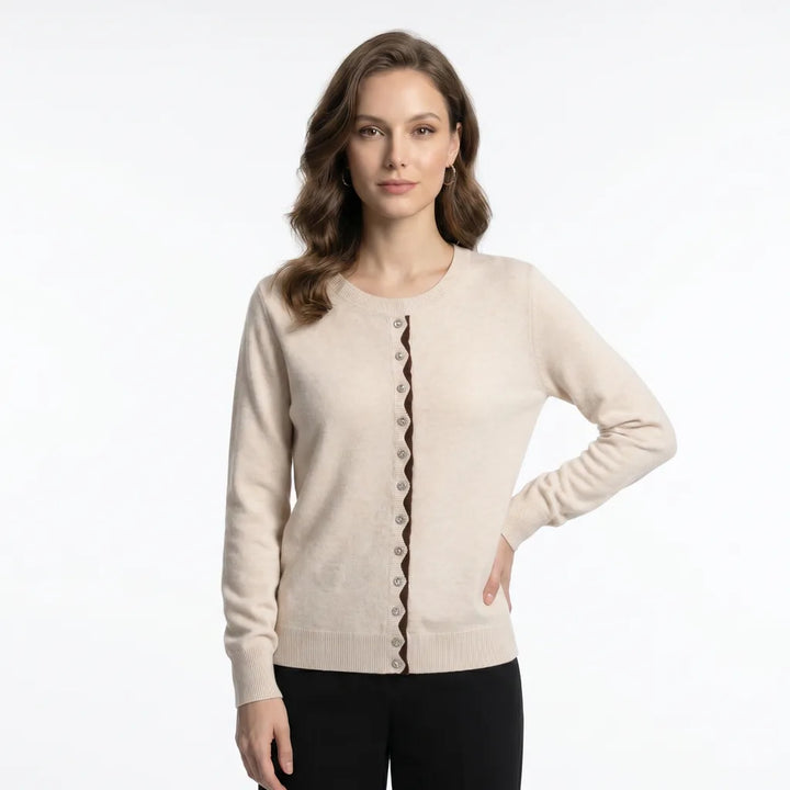 Beige Madeline Panelled Knit Top 5