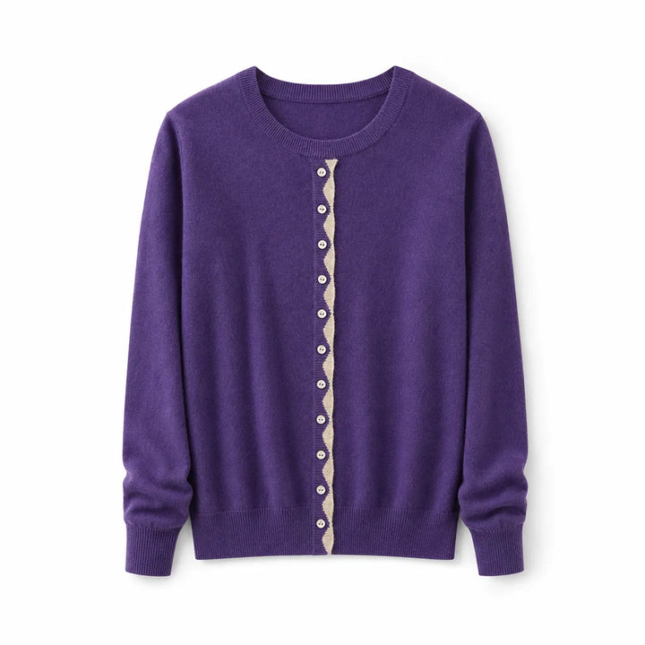 Madeline Panelled Knit Top - Color:Purple;Size:L