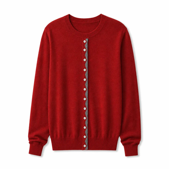 Madeline Panelled Knit Top - Color:Red;Size:L