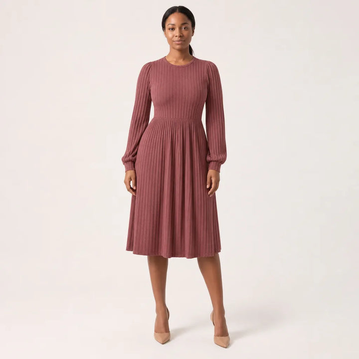 Women's Red Burgess Ribbed Knit Dress