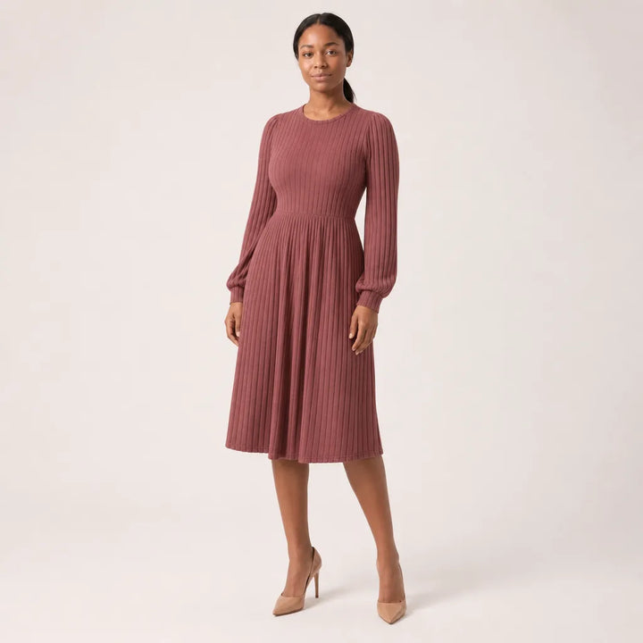 Women's Red Burgess Ribbed Knit Dress