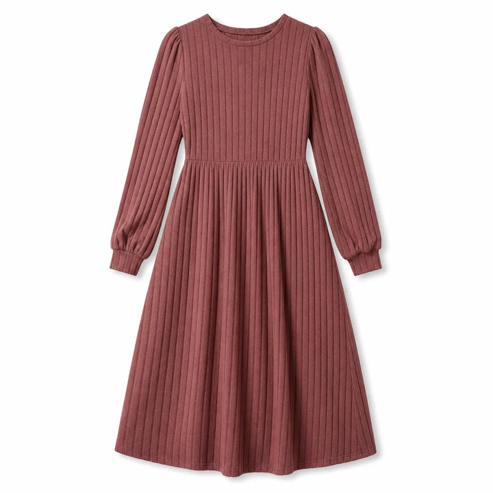 Madeline Ribbed Knit Dress - Color:Red;Size:L