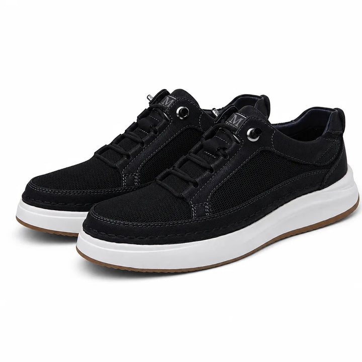 Men's Black Dempsey Leather Low Top Sneakers