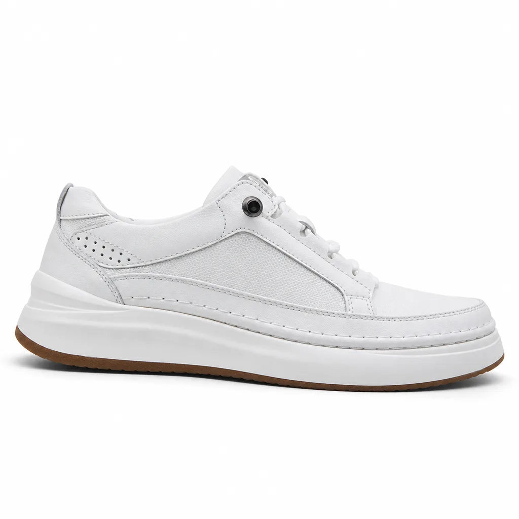 Men's White Dempsey Leather Low Top Sneakers