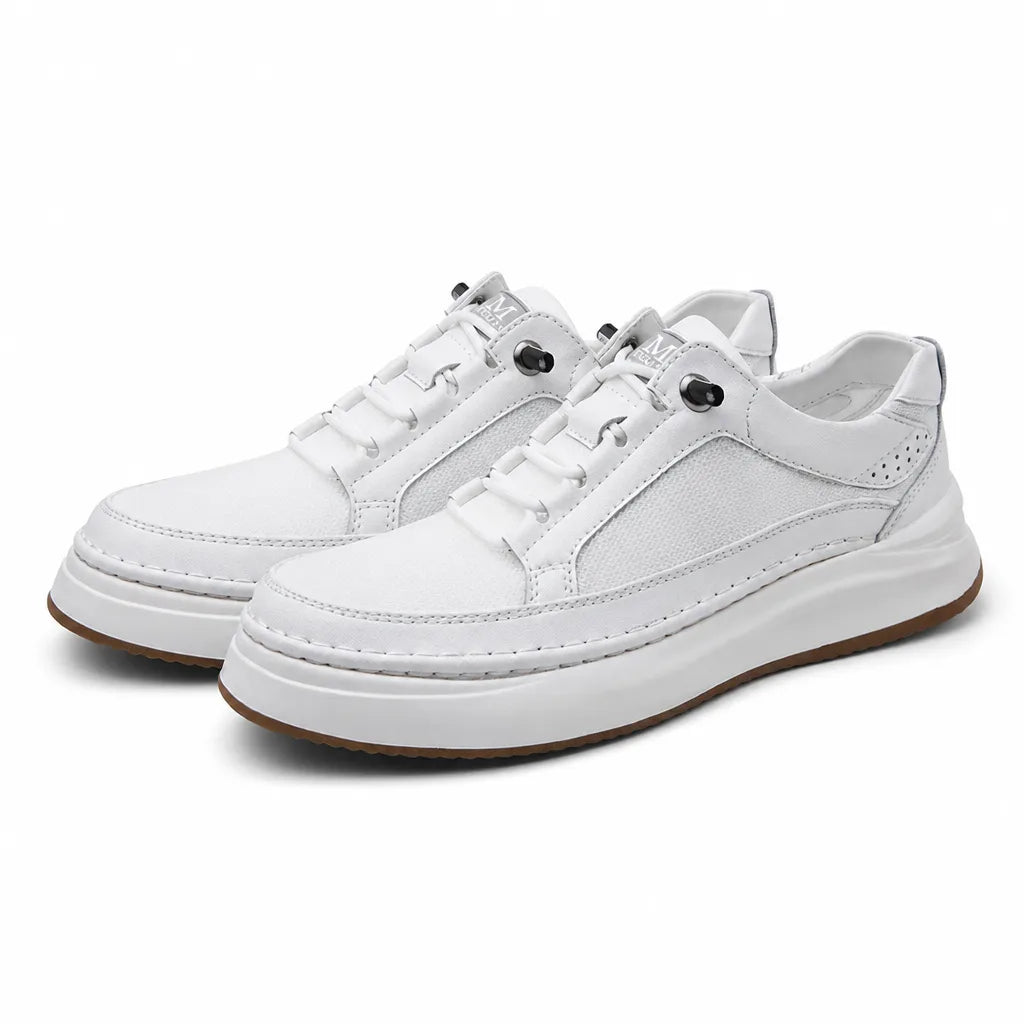 Men's White Dempsey Leather Low Top Sneakers