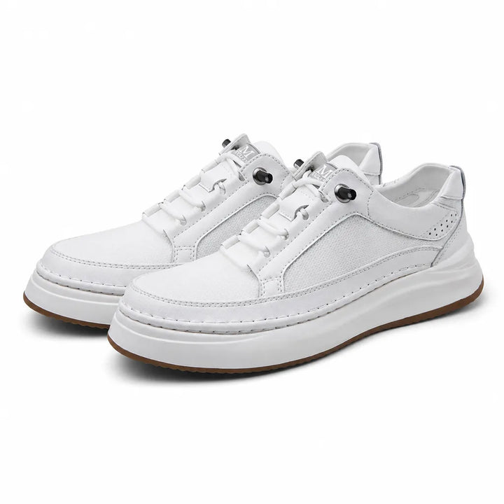 Men's White Dempsey Leather Low Top Sneakers