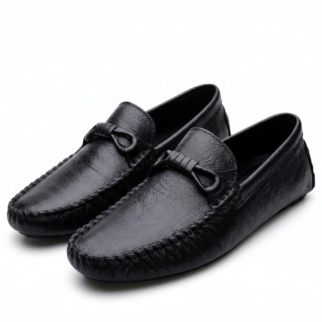 Marcus Italian Leather Loafers - Color:Black;Size:38
