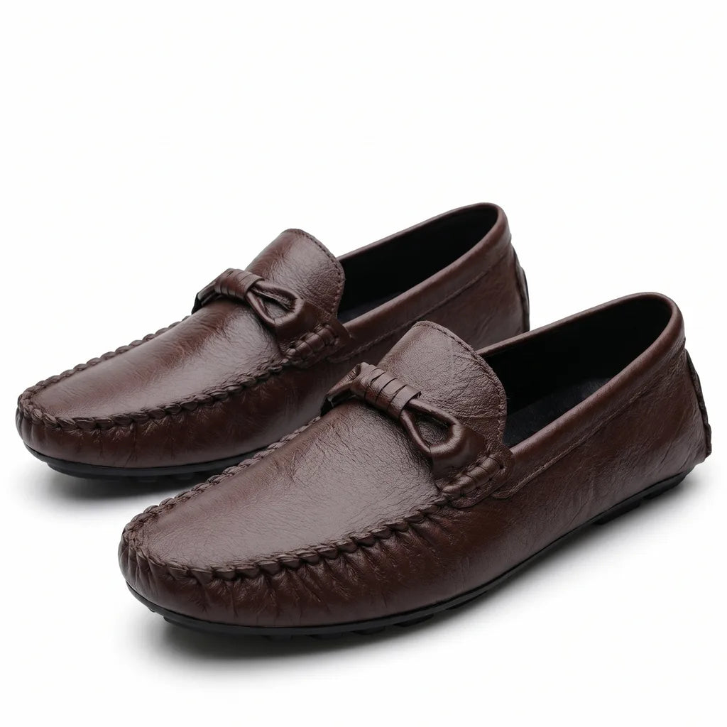 Marcus Italian Leather Loafers - Color:Brown;Size:38