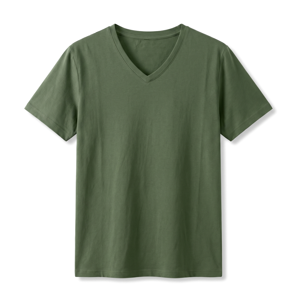 Mason Cotton V-Neck T-Shirt - Color:Army Green;Size:S