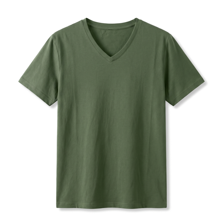 Mason Cotton V-Neck T-Shirt - Color:Army Green;Size:S