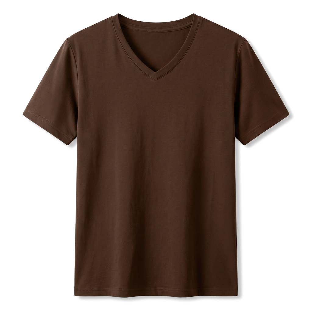 Mason Cotton V-Neck T-Shirt - Color:Coffee;Size:S