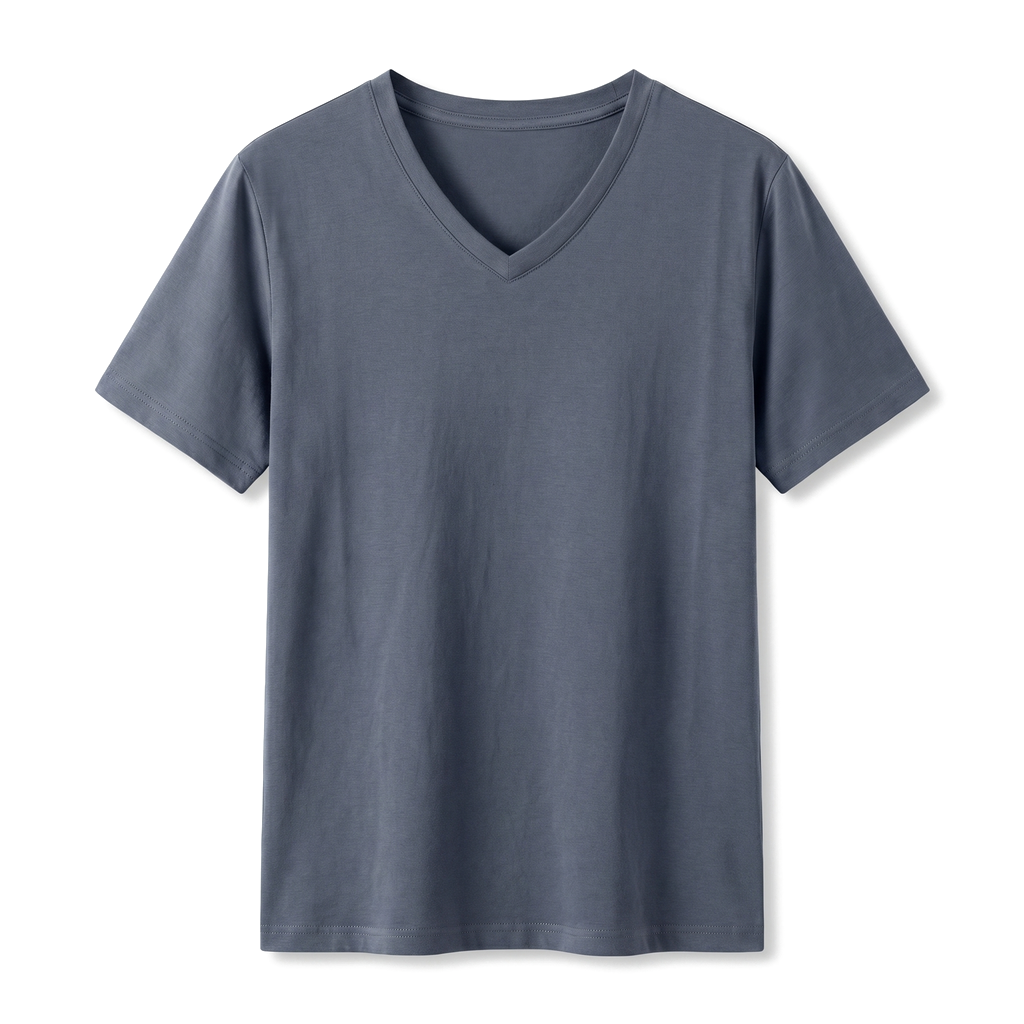 Mason Cotton V-Neck T-Shirt - Color:Fog Blue;Size:S