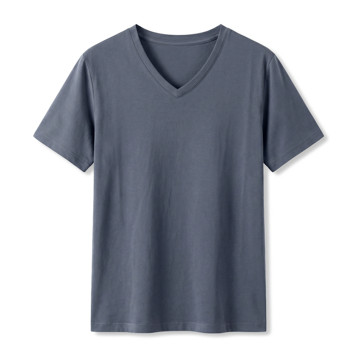 Mason Cotton V-Neck T-Shirt - Color:Fog Blue;Size:S