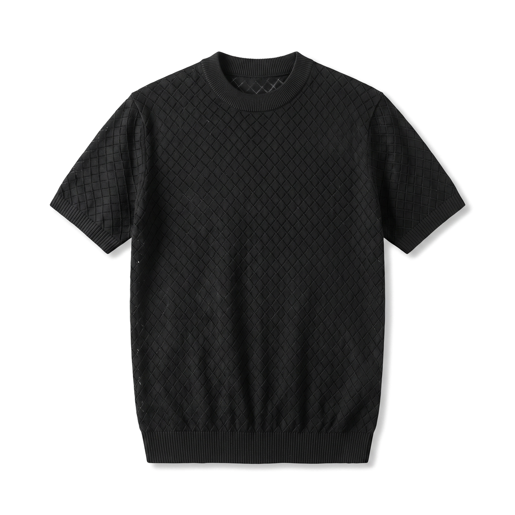 Mateo Mesh Knit Top - Color:Black;Size:S