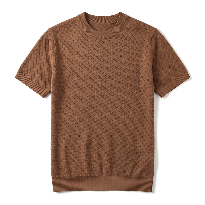 Mateo Mesh Knit Top - Color:Caramel;Size:S