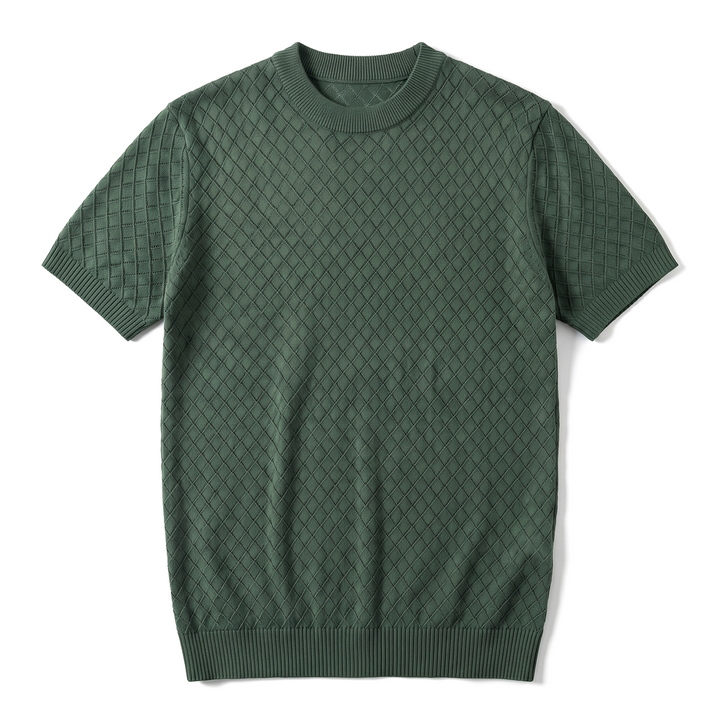 Mateo Mesh Knit Top - Color:Dark Green;Size:S