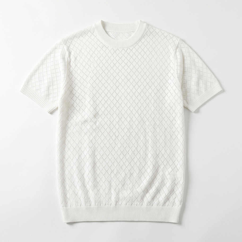 Mateo Mesh Knit Top - Color:White;Size:S