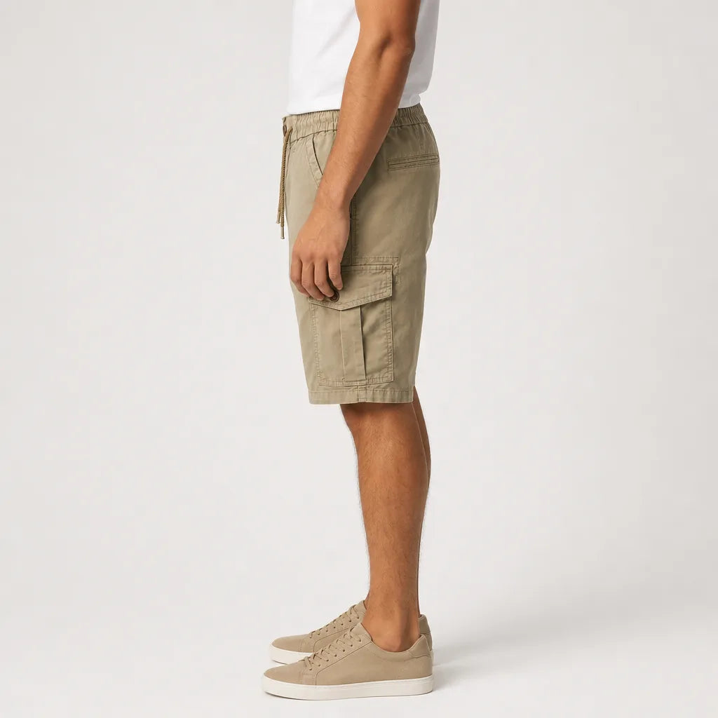 Men's Beige Regina Loose Cargo Shorts