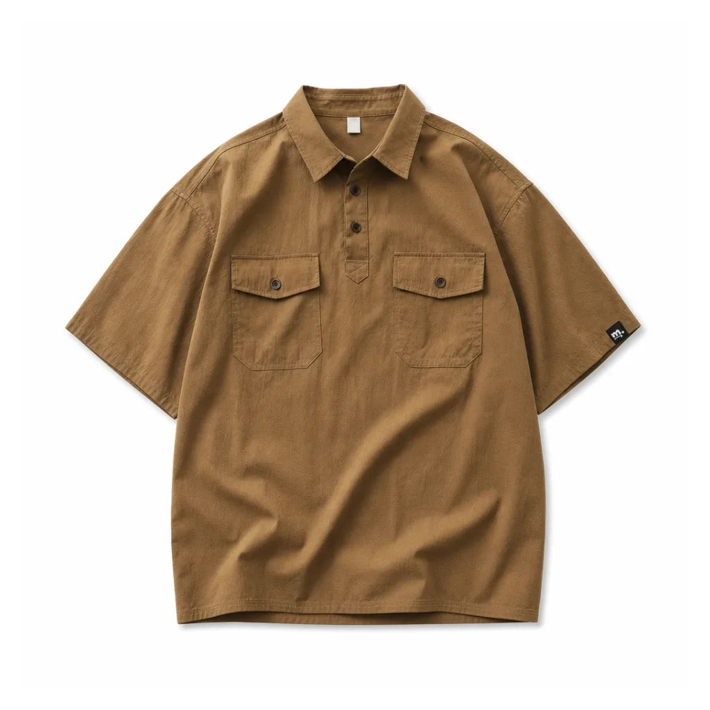 Michael Short Sleeve Polo Shirt - Color:Brown;Size:S